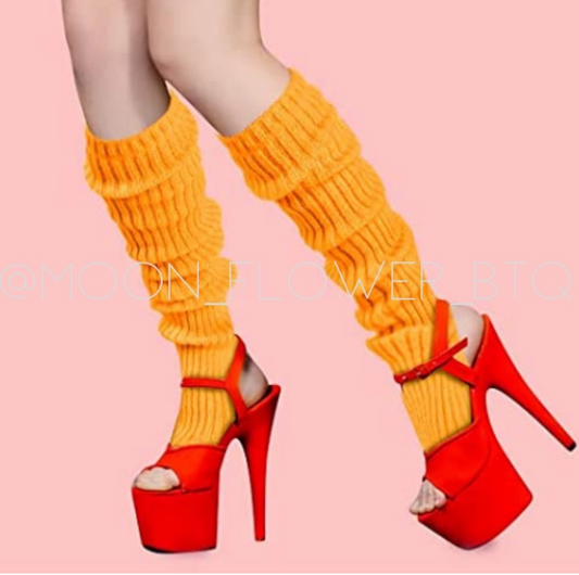 Orange Leg Warmers Toeless Yoga Dance Socks