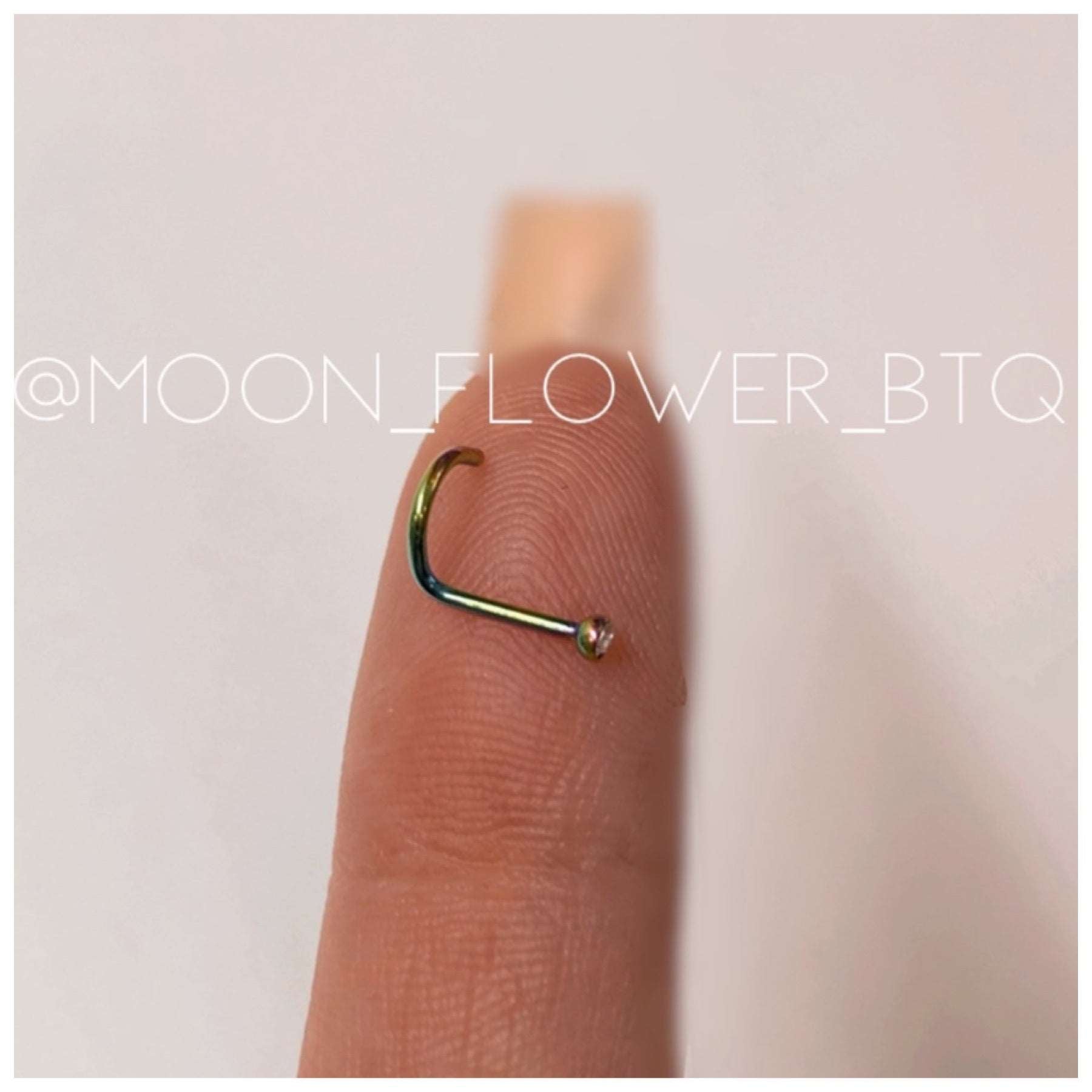 Rainbow CZ Hook Screw Nose Ring