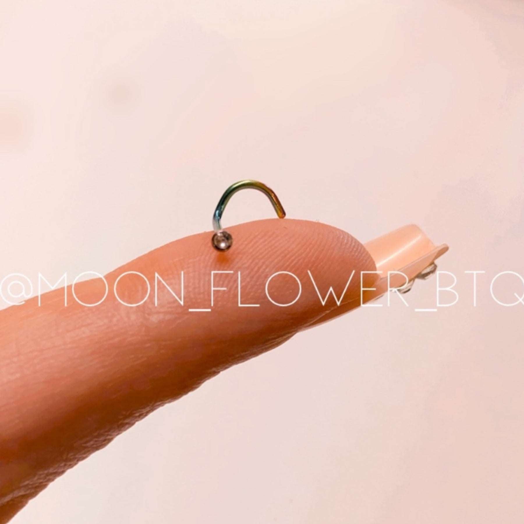 Rainbow CZ Hook Screw Nose Ring