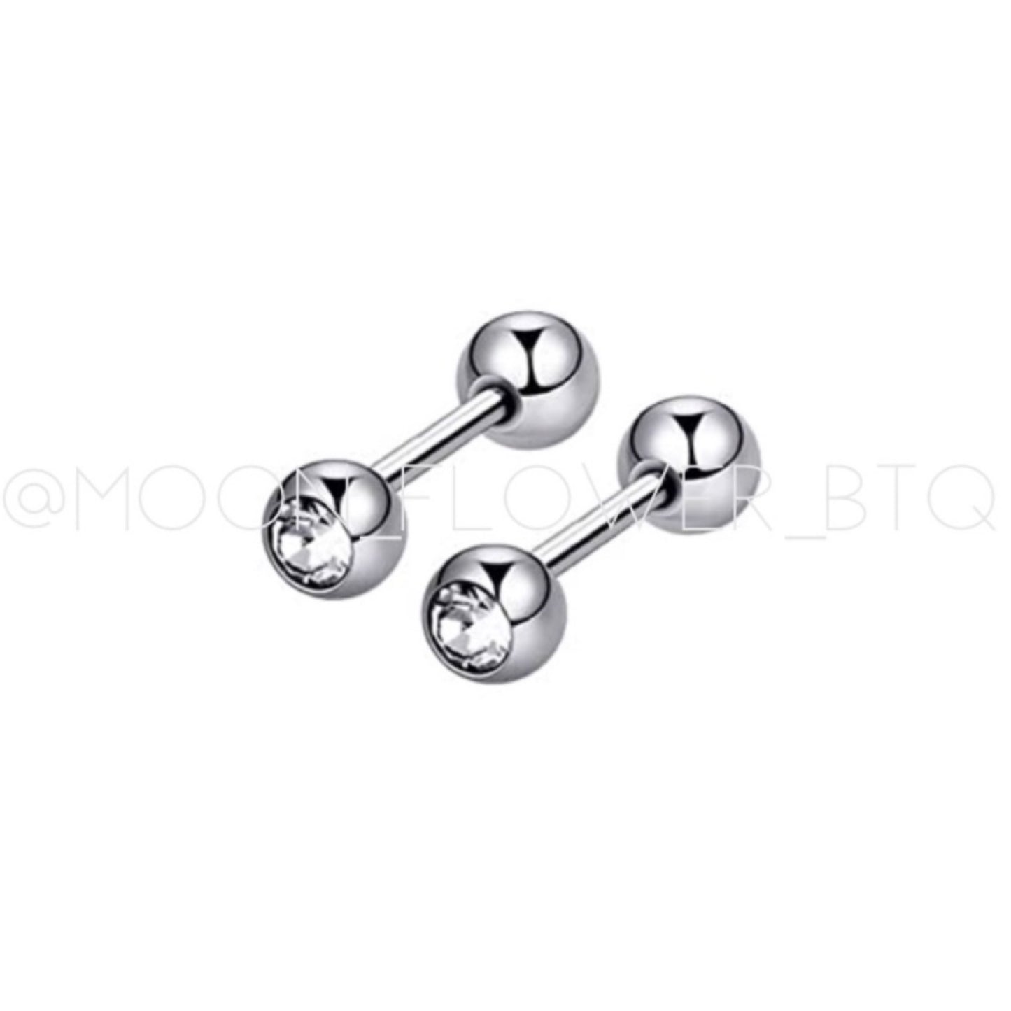 Silver CZ Barbell Earrings