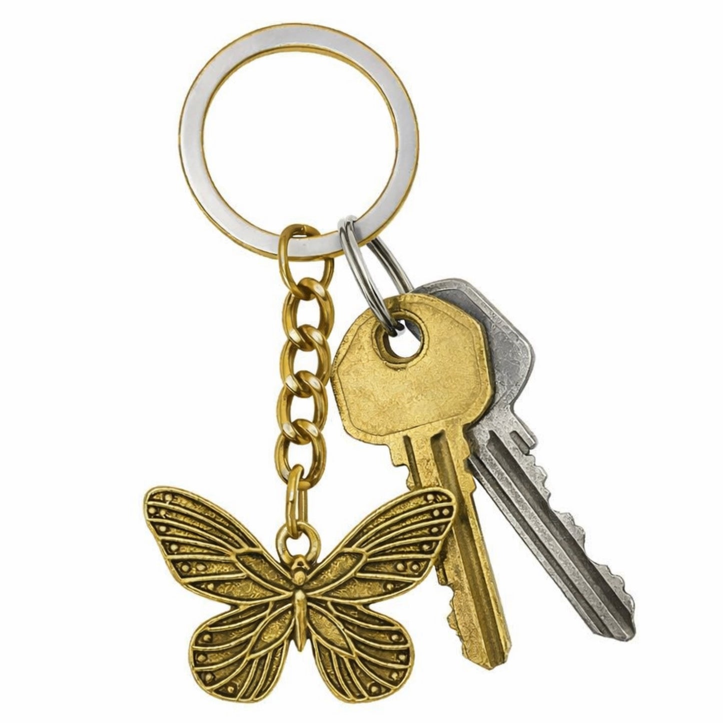 Vintage Style Butterfly Keychain - Gold