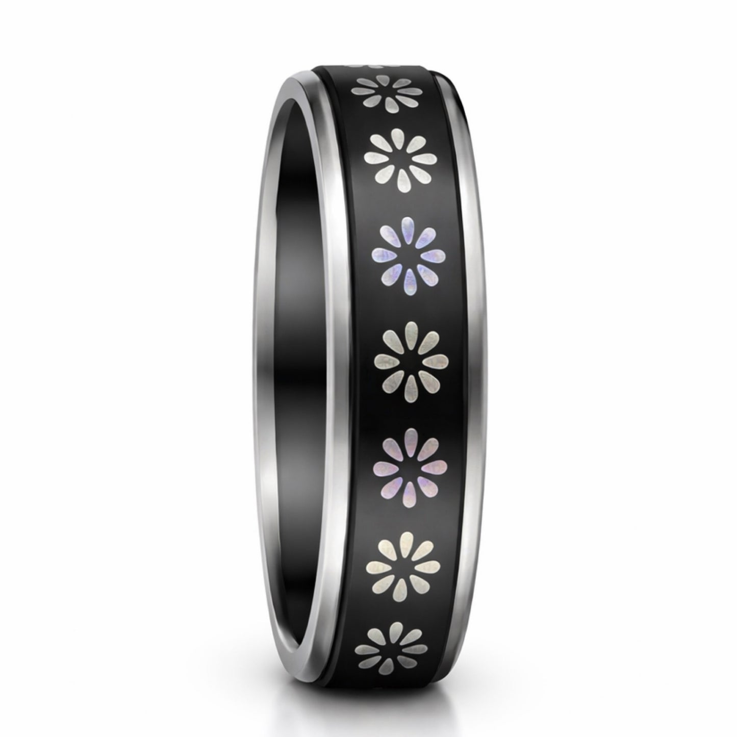 Stainless Steel Daisy Spinner Ring