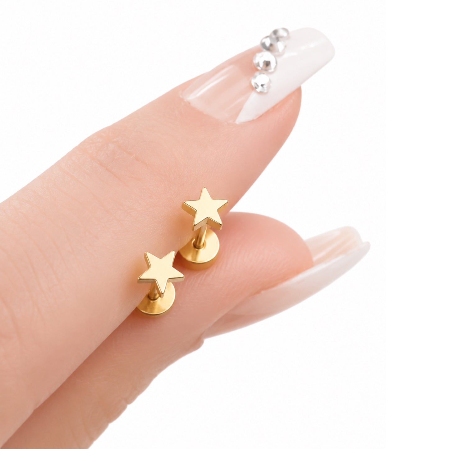 Tiny Gold Star Flat Back Stud Earrings