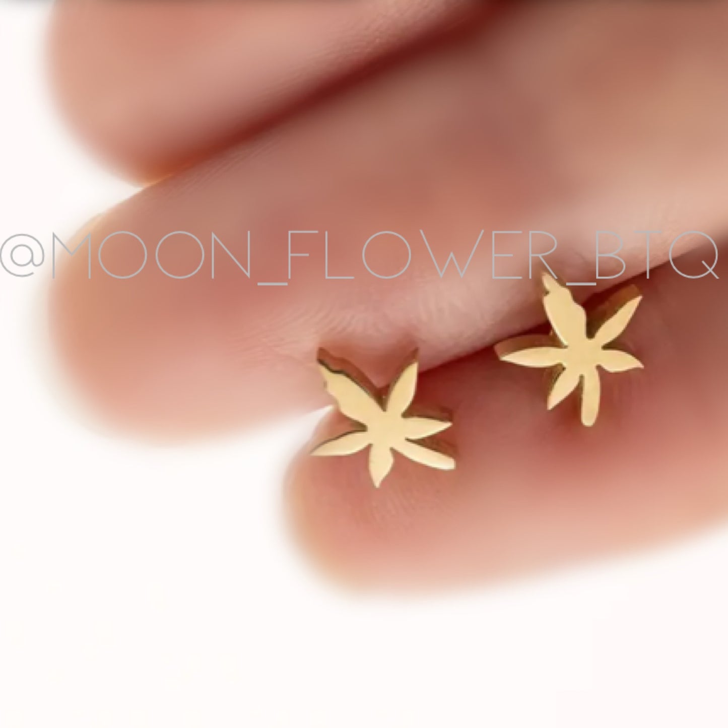 Tiny Gold Leaf Stud Earrings