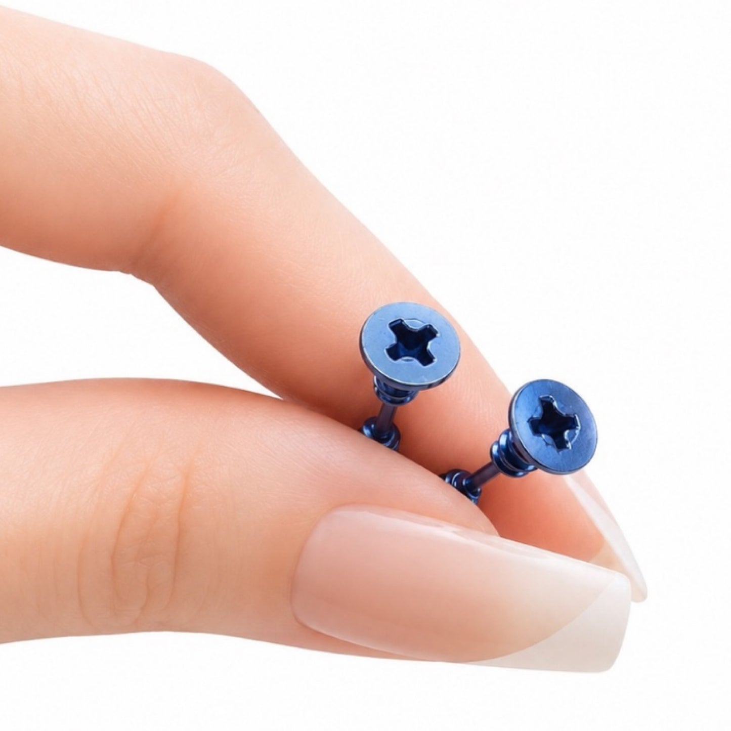 Blue Stainless Steel Screw Stud Earrings – 16G