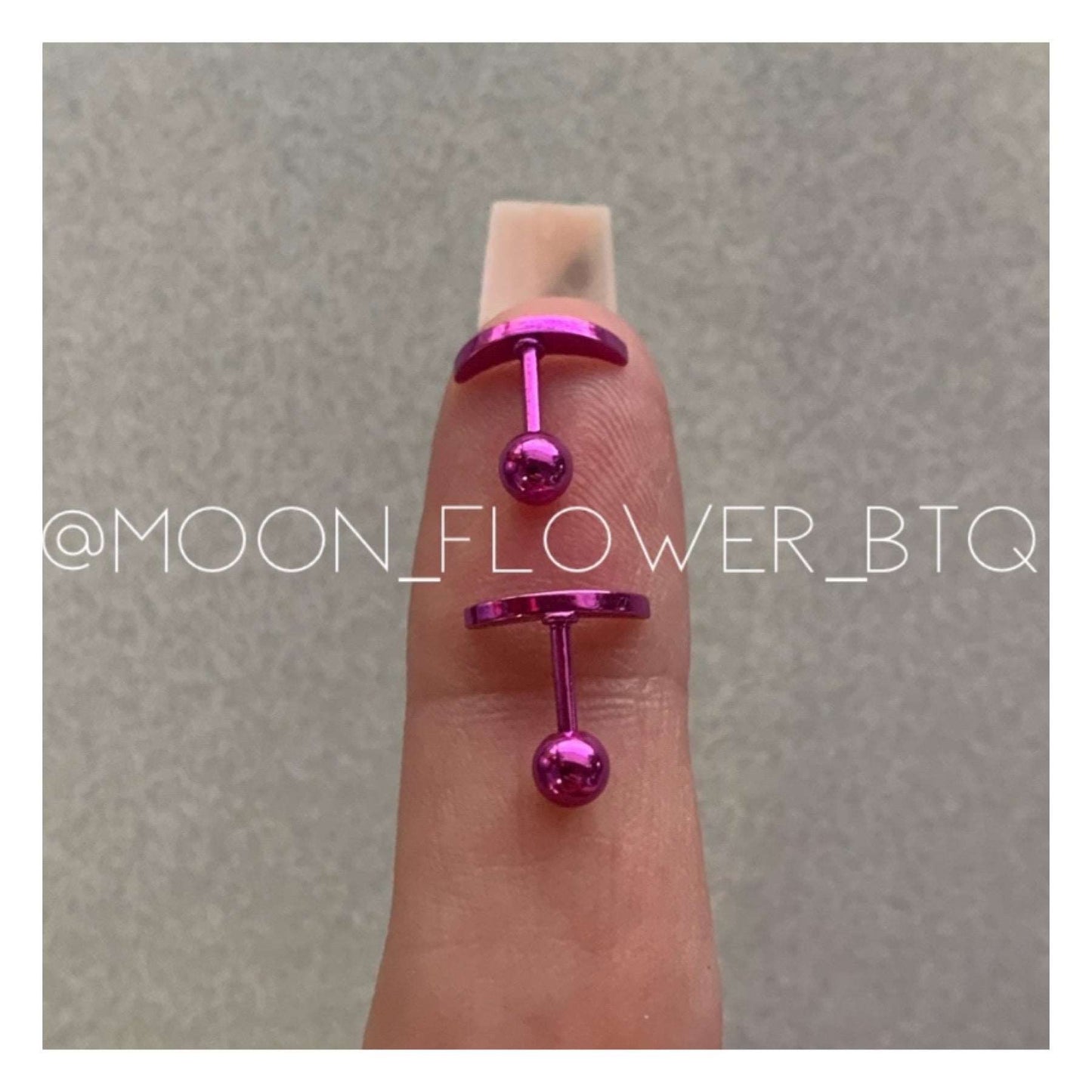 Pink Moon Barbell Earrings