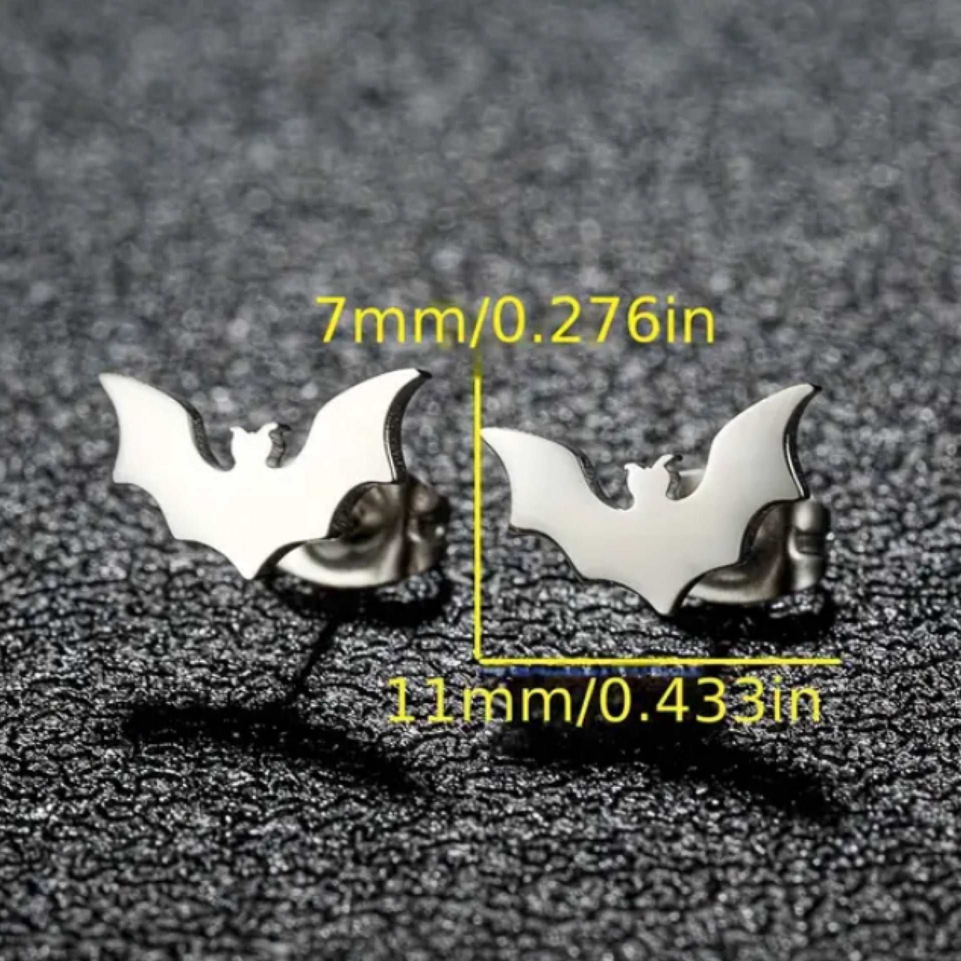 Black Bat Stud Earrings