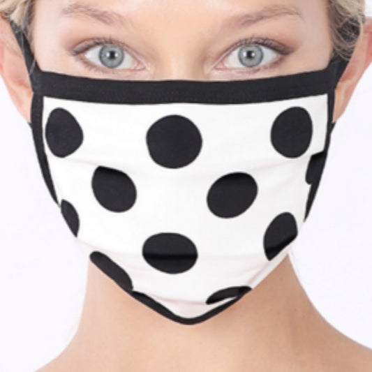 Black White Polka Dot Reusable Face Mask – Retro Y2K Style