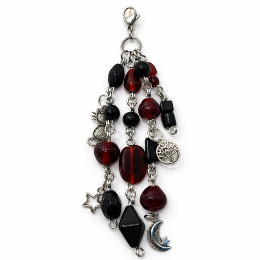 Red Black Beaded Charm Keychain –  Bag Charm & Zipper Pull