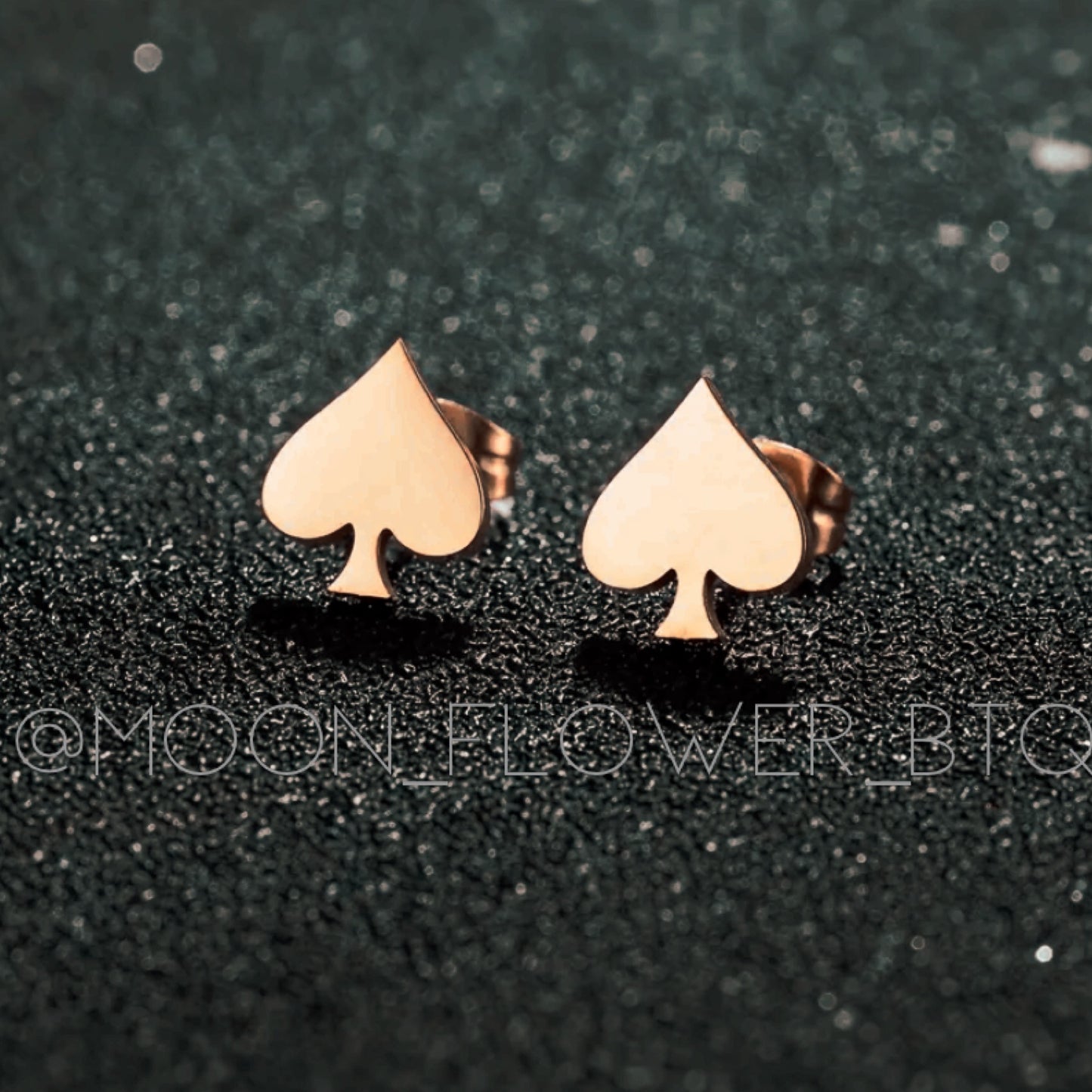 Tiny Rose Gold Spade Stud Earrings