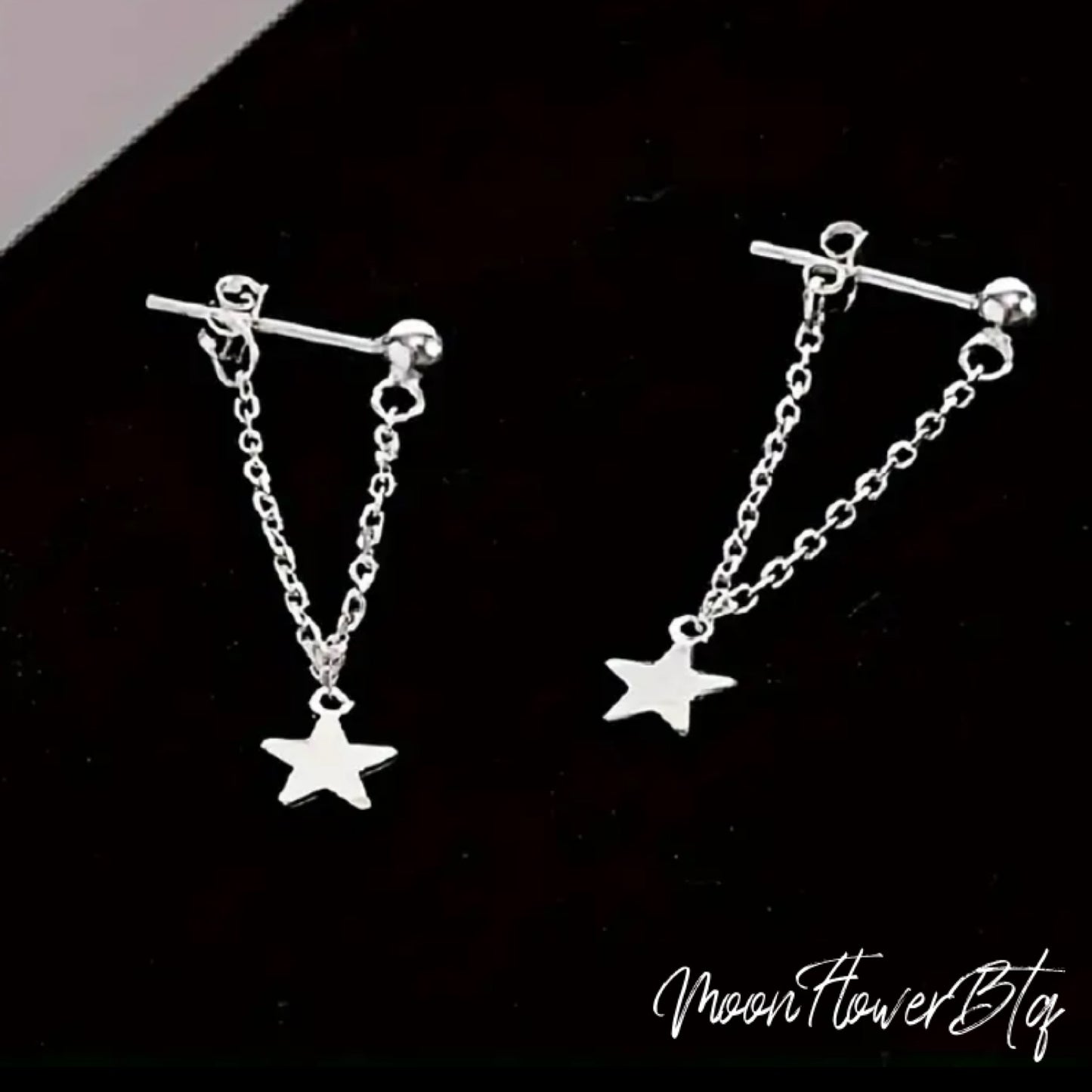 Silver Star Pendant Earrings