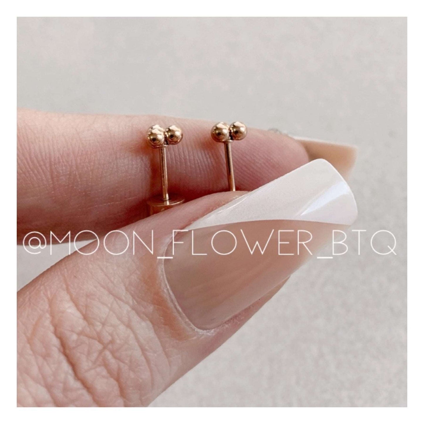 Tiny Rose Gold Triple Ball Dot Earrings