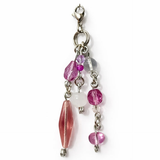 Purple Beaded Charm Keychain Bag Charm Zipper Pull