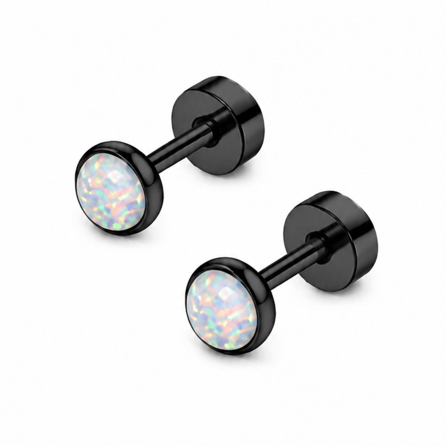 Black Opal Flat Back Stud Earrings