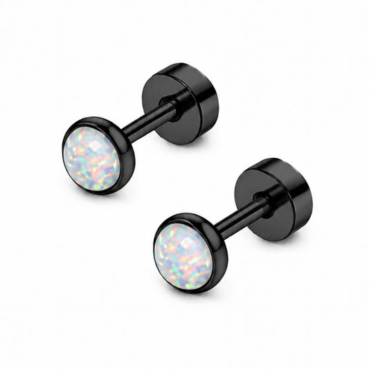 Black Opal Flat Back Stud Earrings