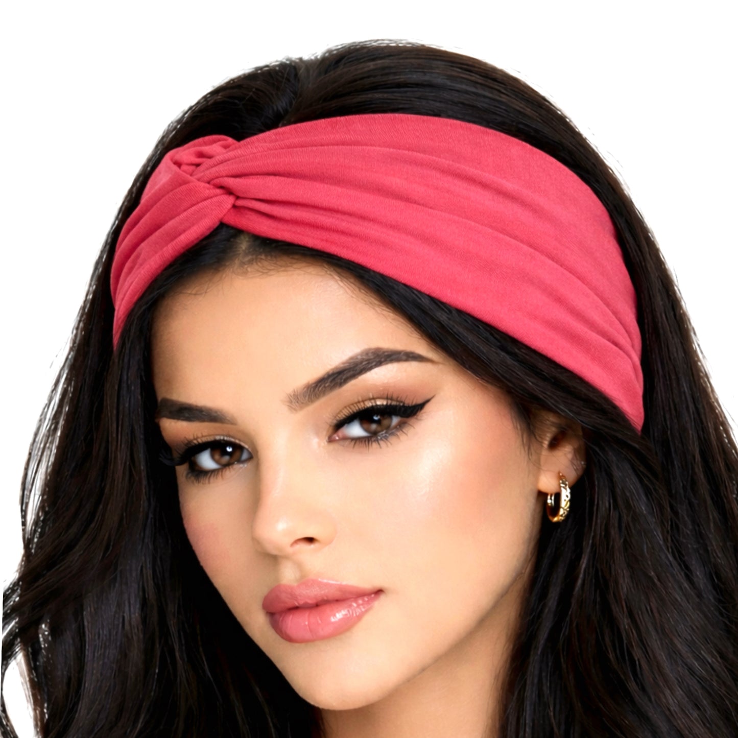 Pink Twist Knot Headband – Wide Turban Style Stretch Hair Band