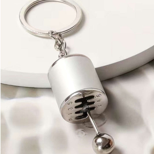 Silver Car Gear Shifter Keychain