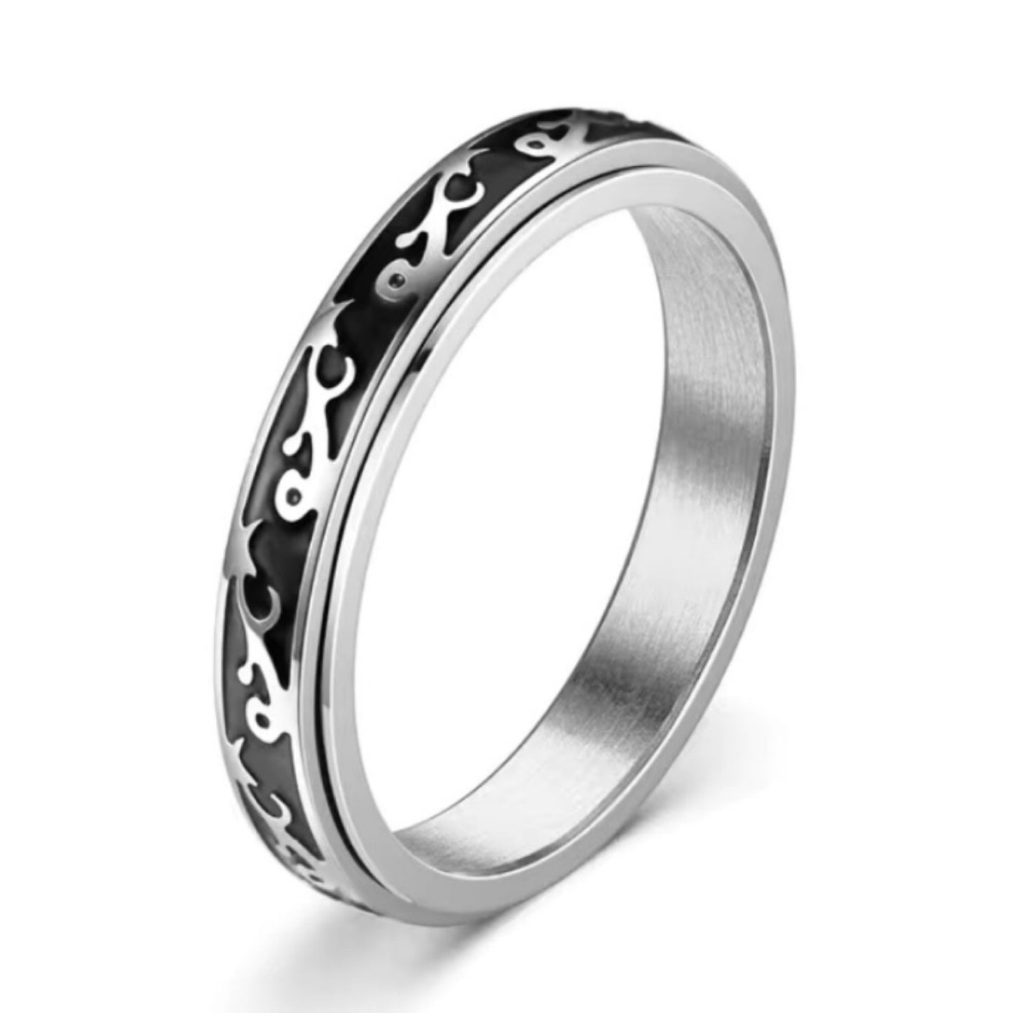 Tribal Stainless Steel Anxiety Fidget Spinner Ring