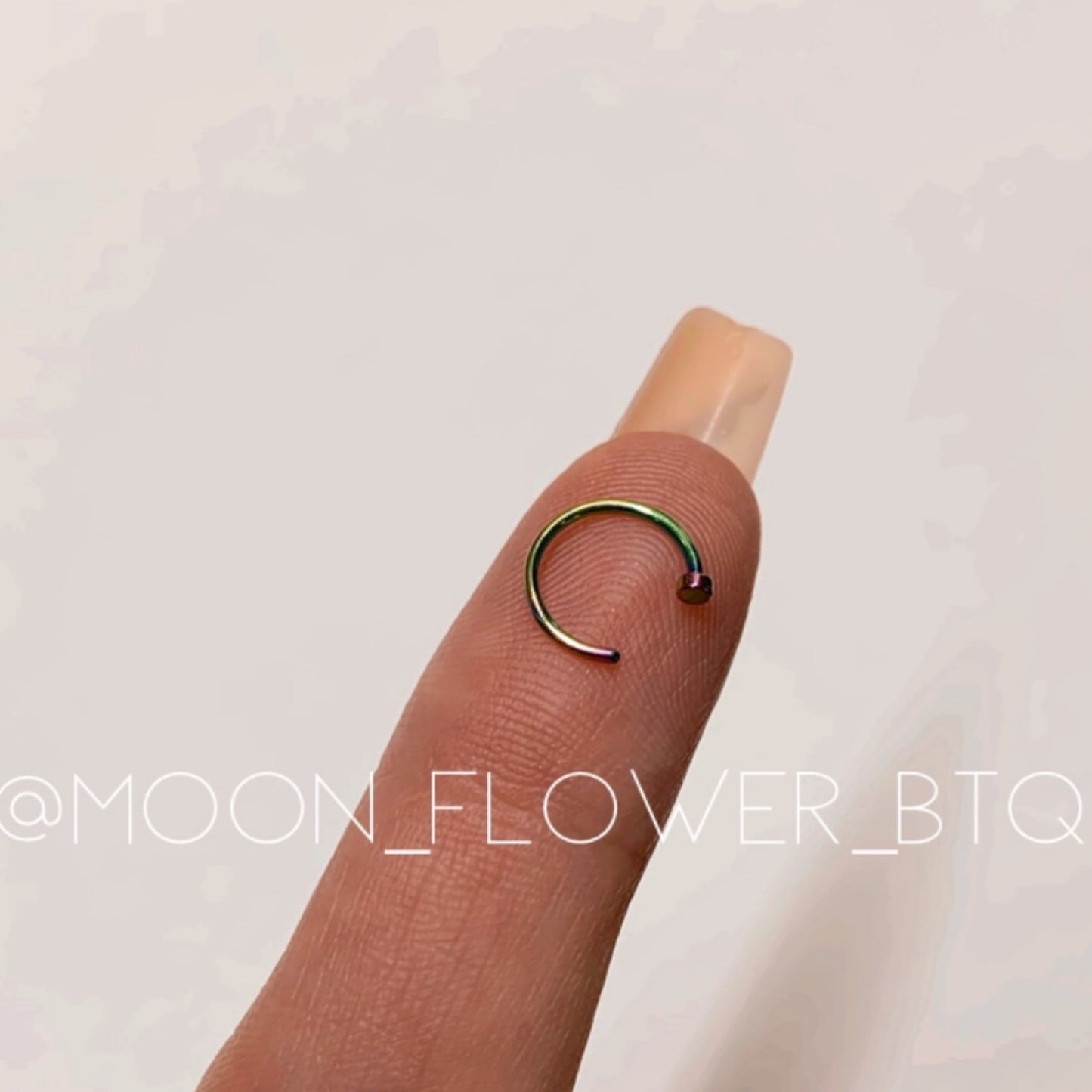 Rainbow Nailhead Fixed Half Hoop Nose Ring