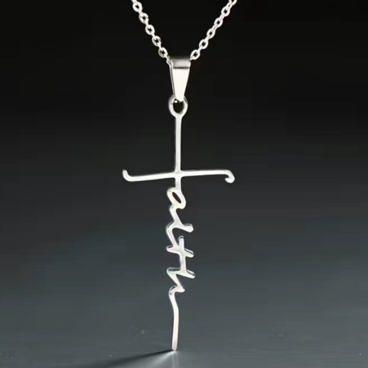 Simple Minimalist Silver Faith Cross Necklace