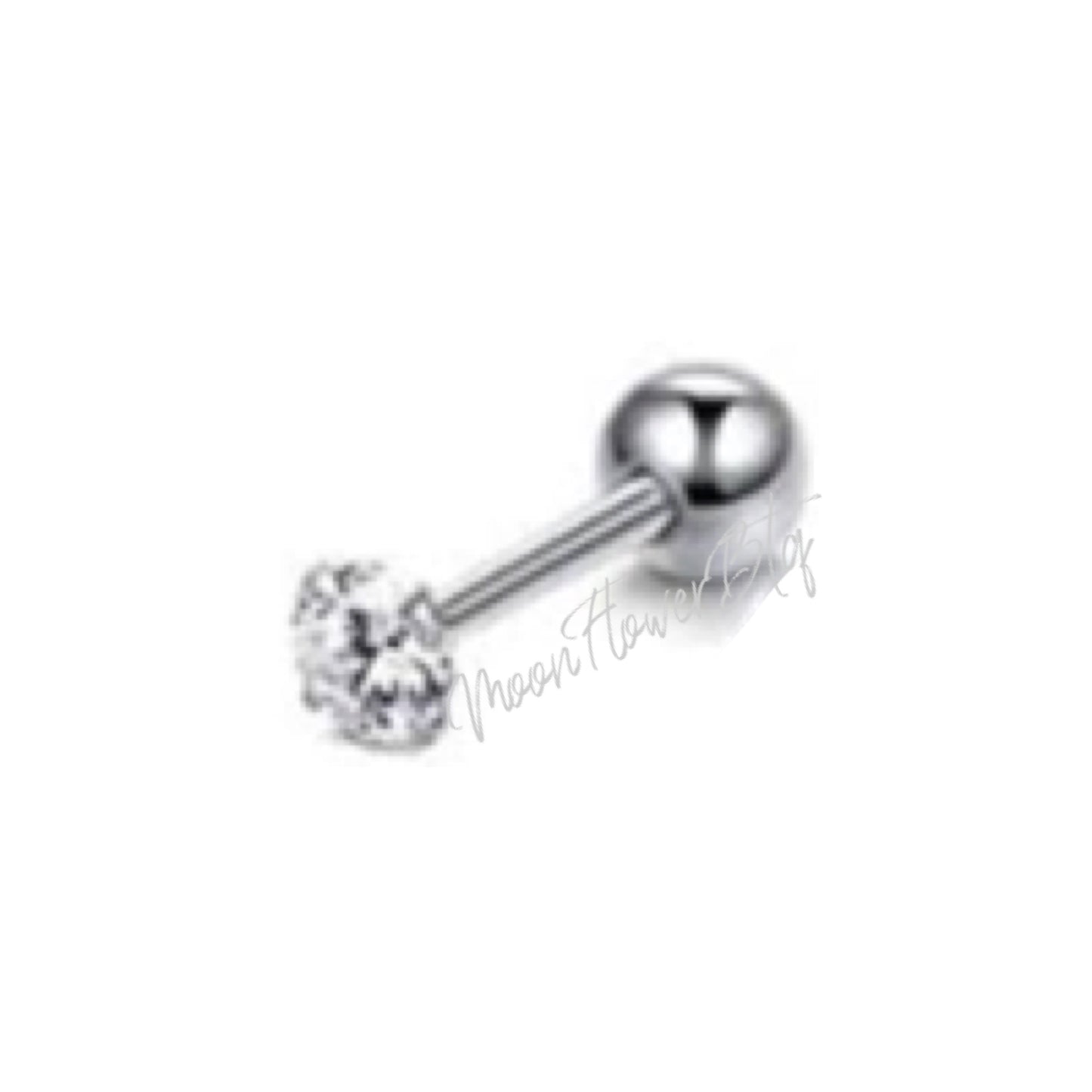 Silver CZ Barbell Earring