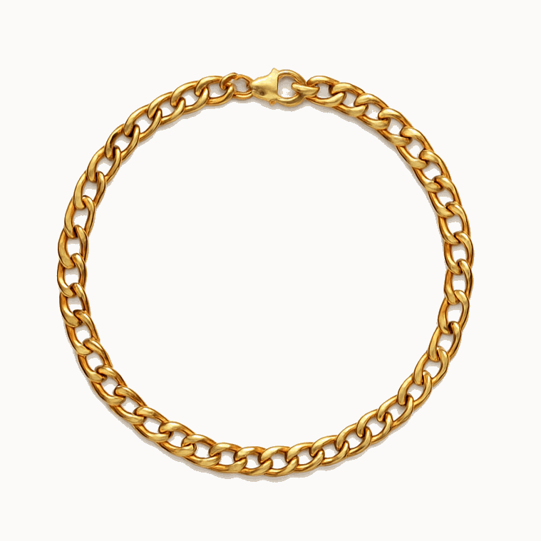 Men’s Gold Plated Curb Chain Bracelet – Classic Cuban Link Style