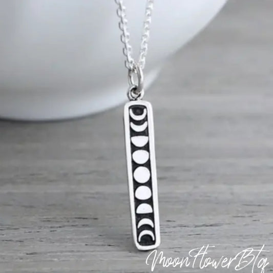 Silver Moon Phase Pendant Necklace