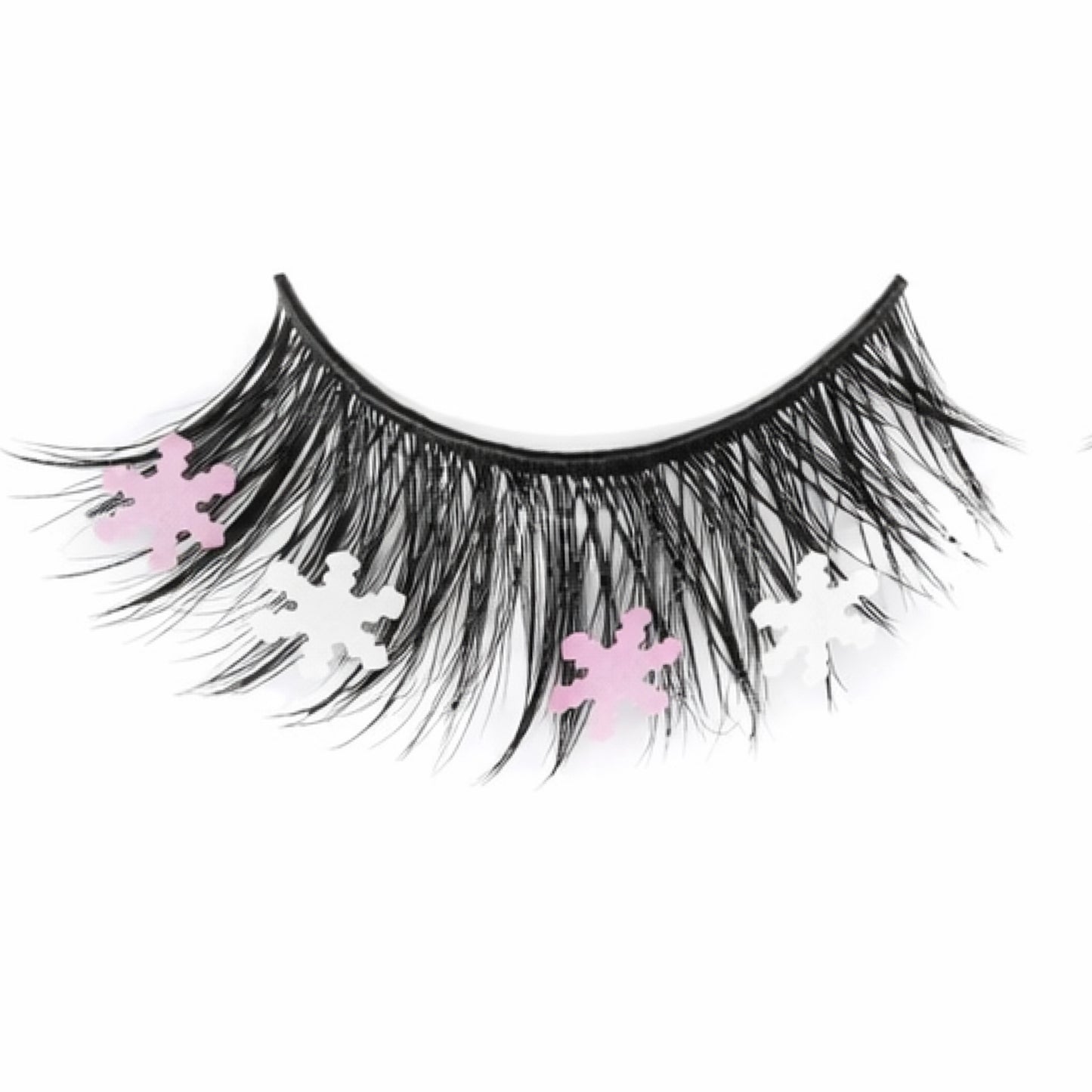 Snowflake Glitter Faux Mink False Eyelashes – Pink & White Winter Festival Lashes