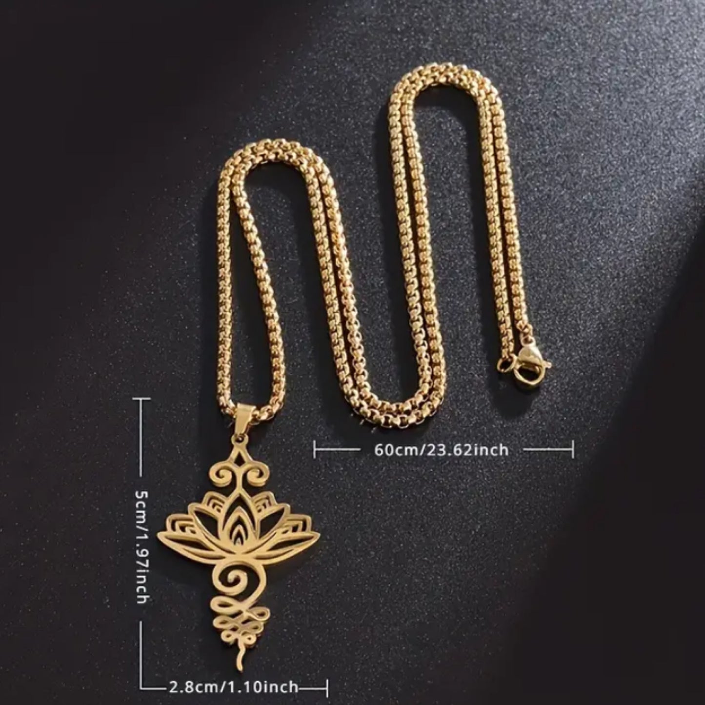 Gold Cutout Lotus Flower Pendant Necklace