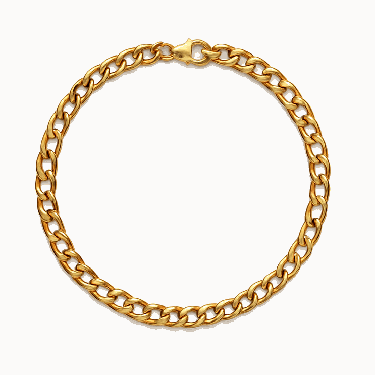 Men’s Gold Plated Curb Chain Bracelet – Classic Cuban Link Style