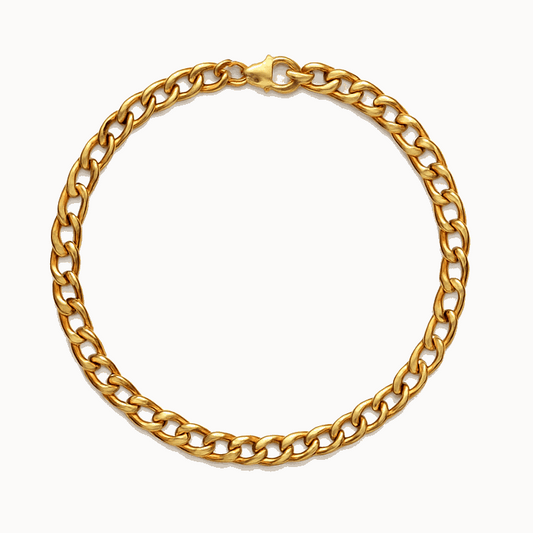 Men’s Gold Plated Curb Chain Bracelet – Classic Cuban Link Style