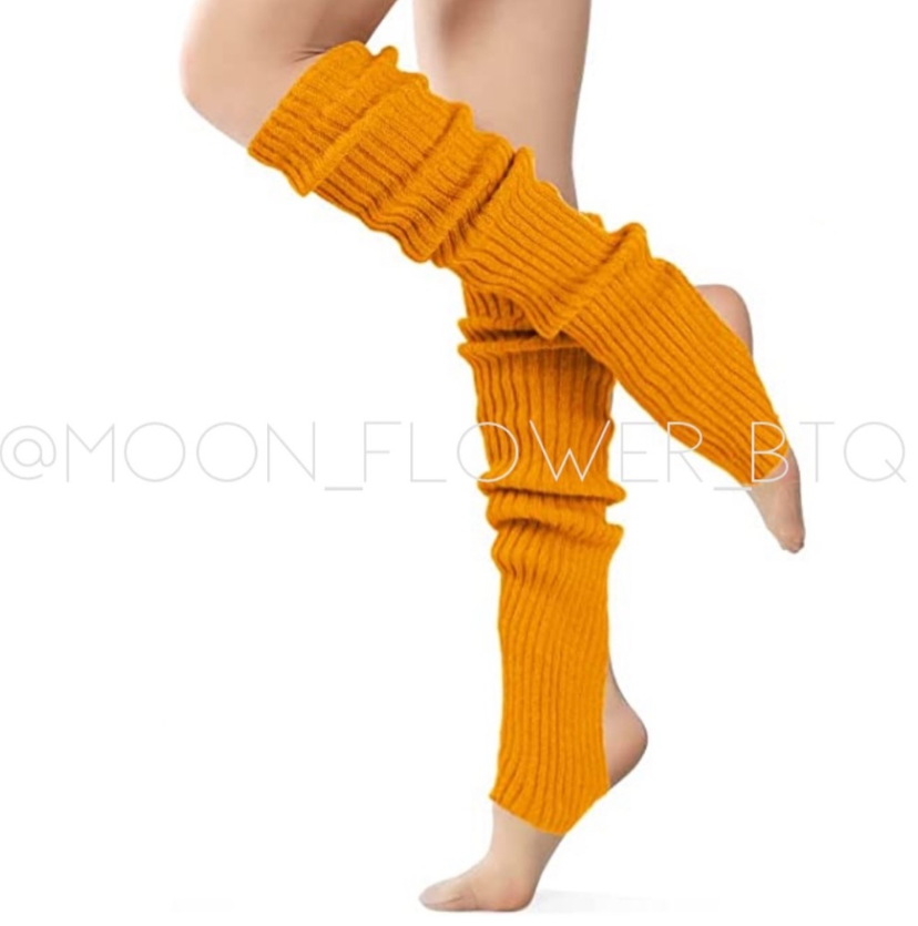 Orange Leg Warmers Toeless Yoga Dance Socks