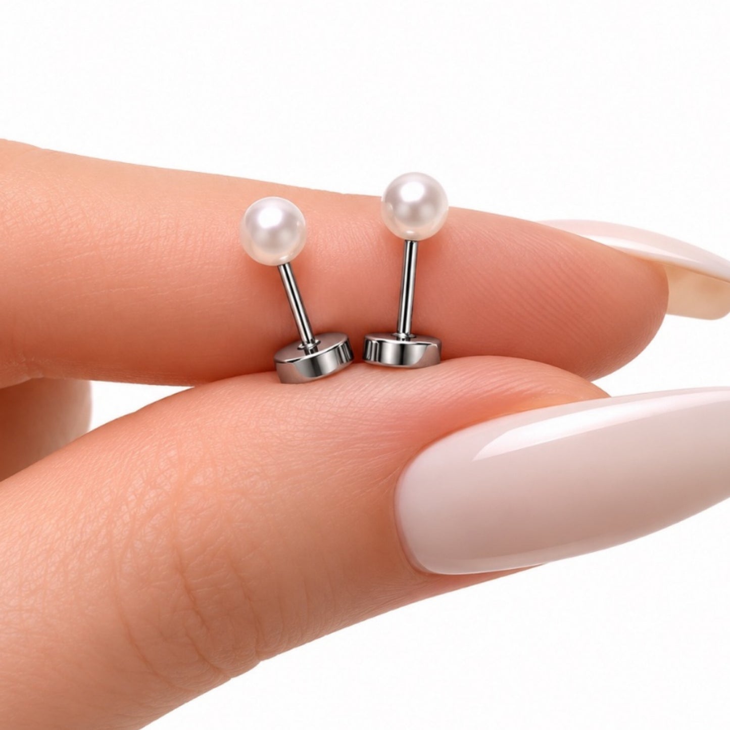 Classic Pearl Flat Back Stud Earrings
