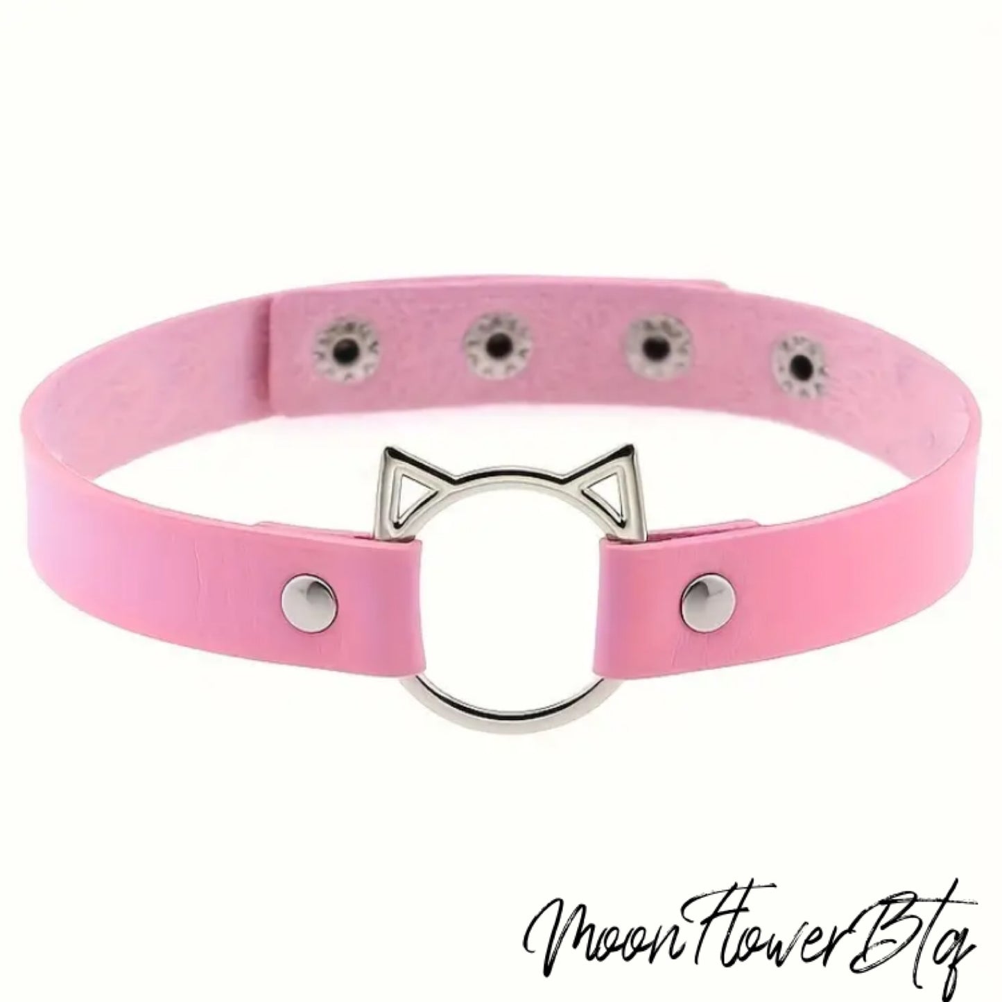 Pink Kitty Cat Choker Necklace