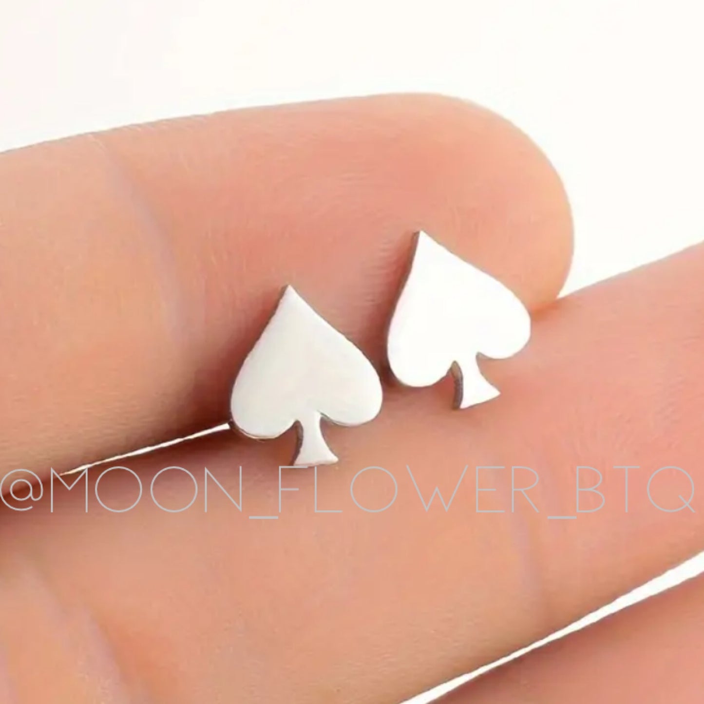 Tiny Silver Spade Stud Earrings