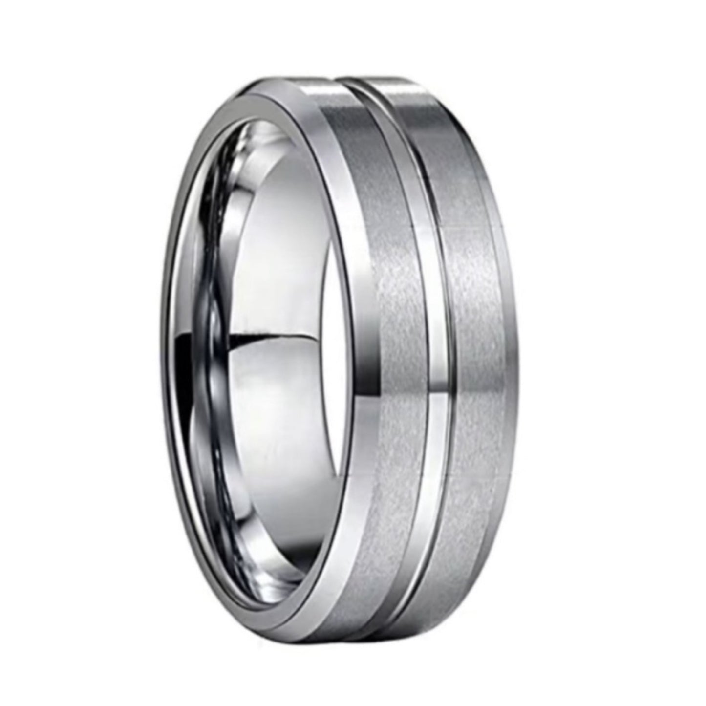 Silver Grooved Stainless Steel Ring