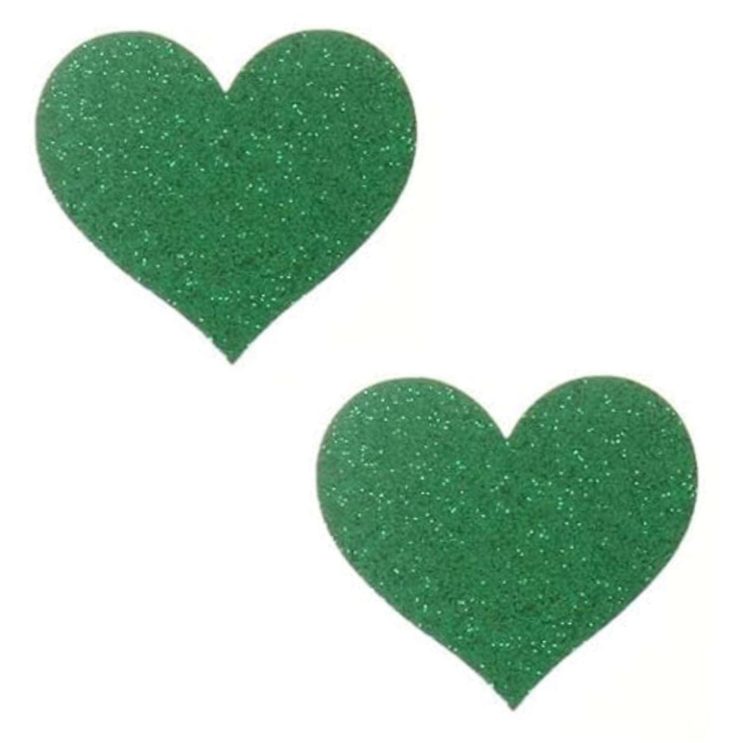 Green Glitter Heart Breast Petal Pasties