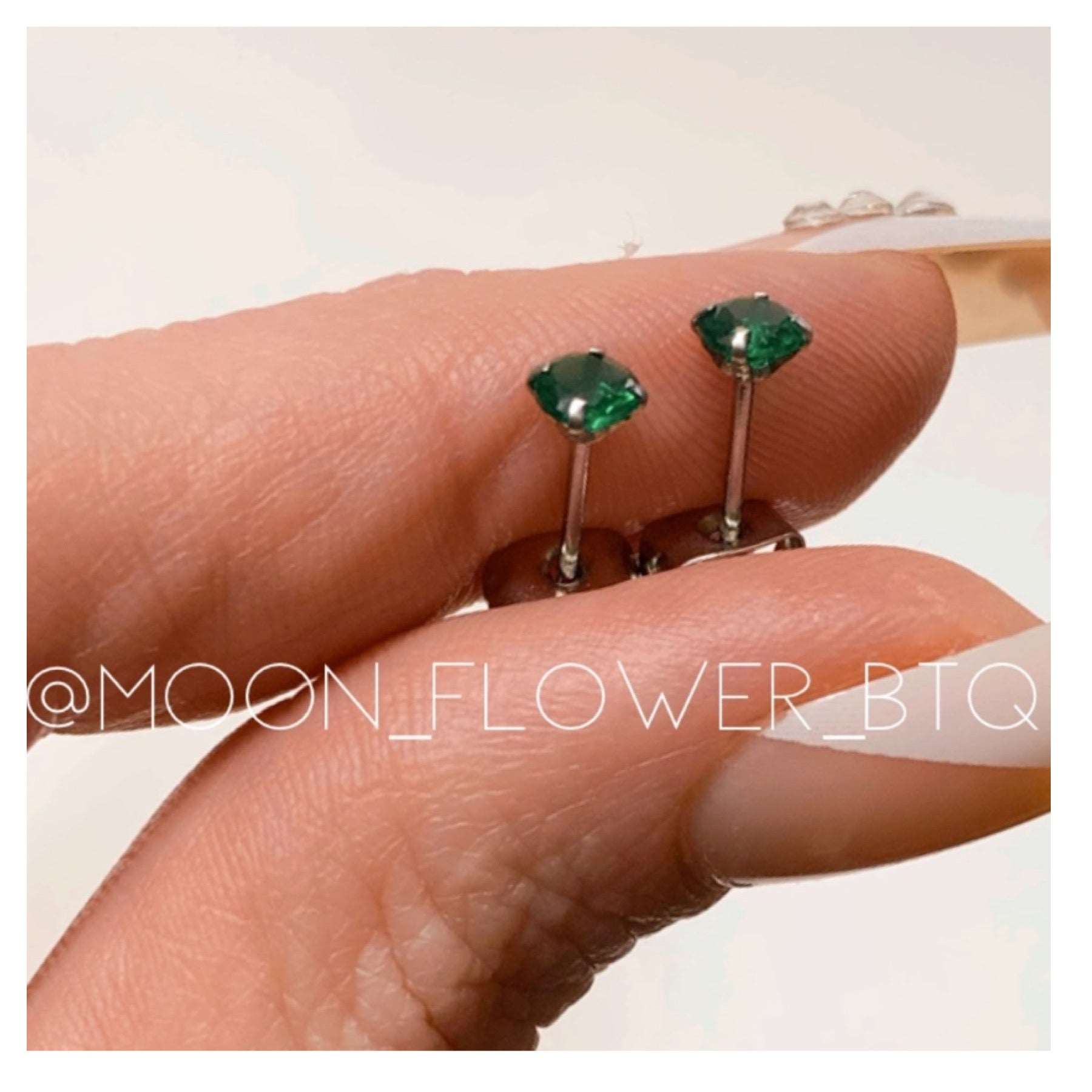 Green CZ Stud Earrings