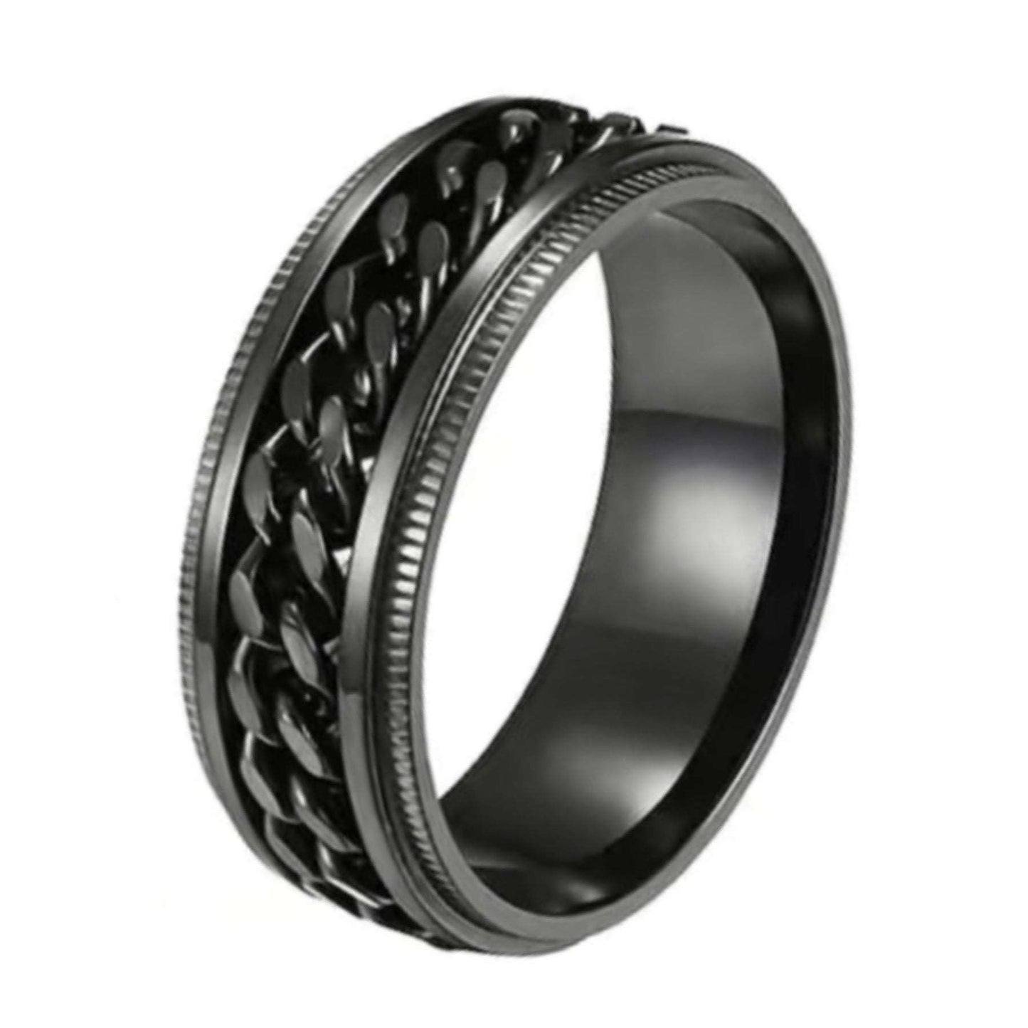 Black Chain Anxiety Fidget Spinner Ring