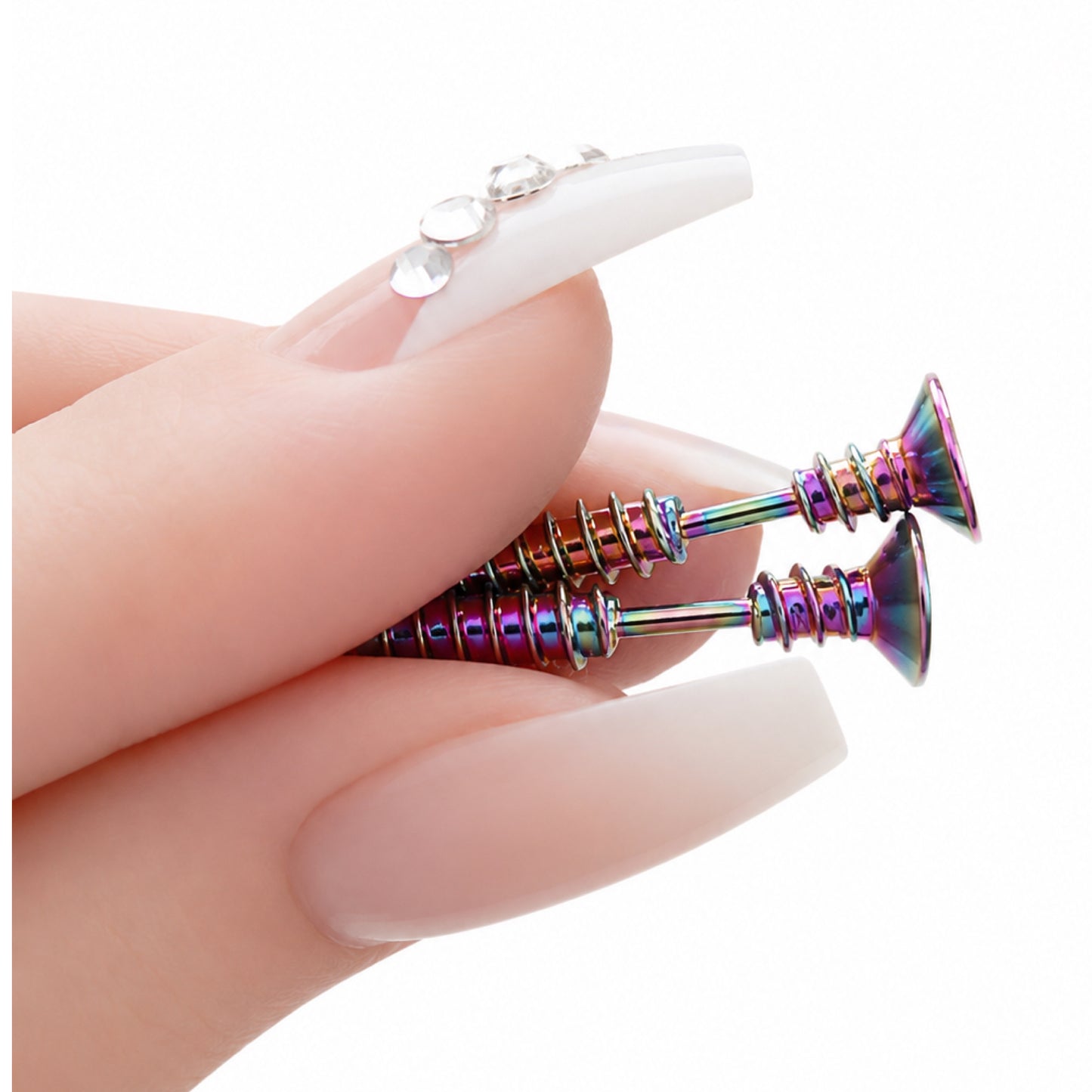 Oil Slick Rainbow Screw Stud Earrings