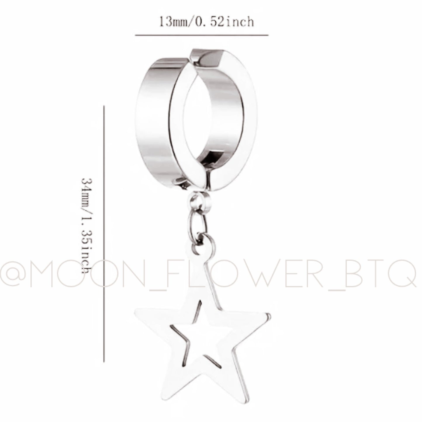 Silver Cutout Star Huggie Hoop Earrings