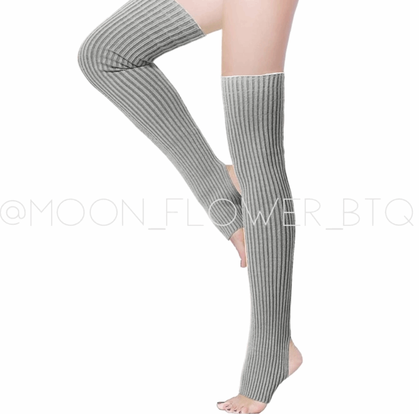 Gray Leg Warmers Toeless Yoga Dance Socks