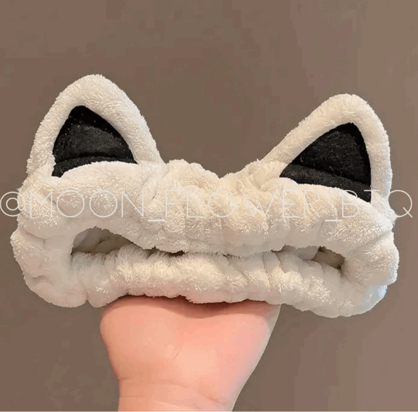 White Kitty Cat Plush Microfiber Facial Spa Headband