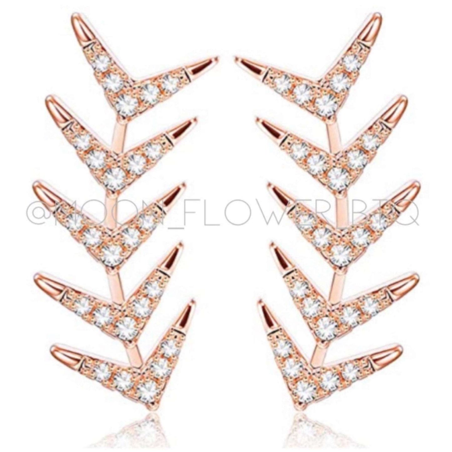 Rose Gold CZ Crawler Earrings