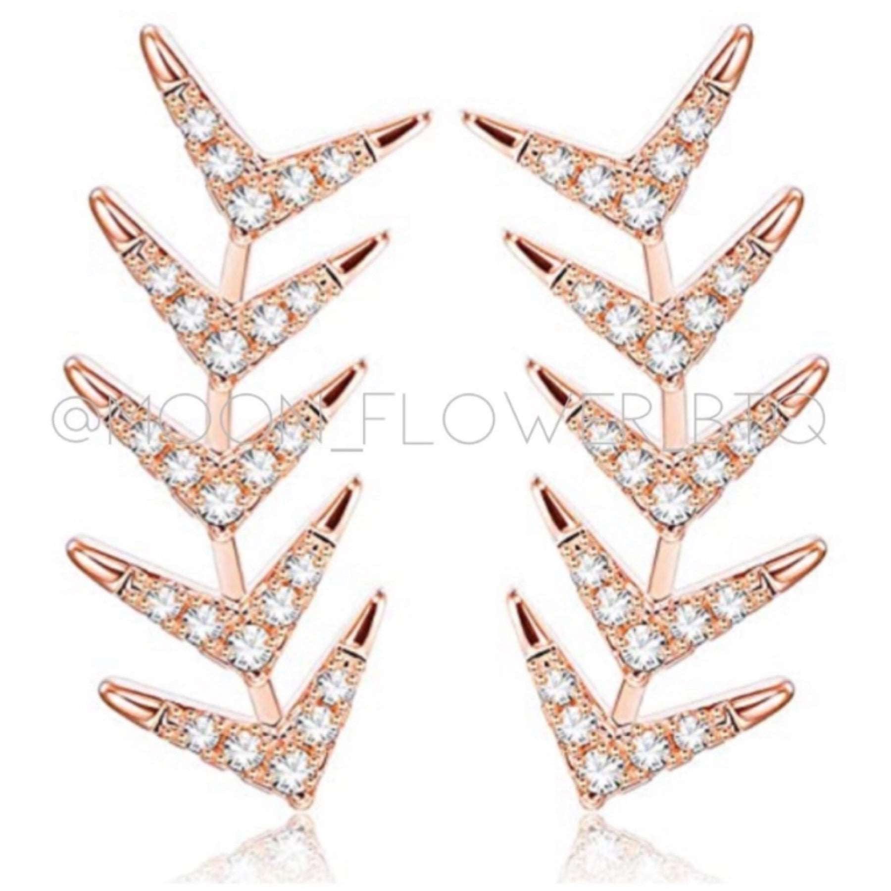 Rose Gold CZ Crawler Earrings