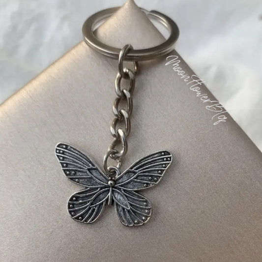 Silver Butterfly Keychain