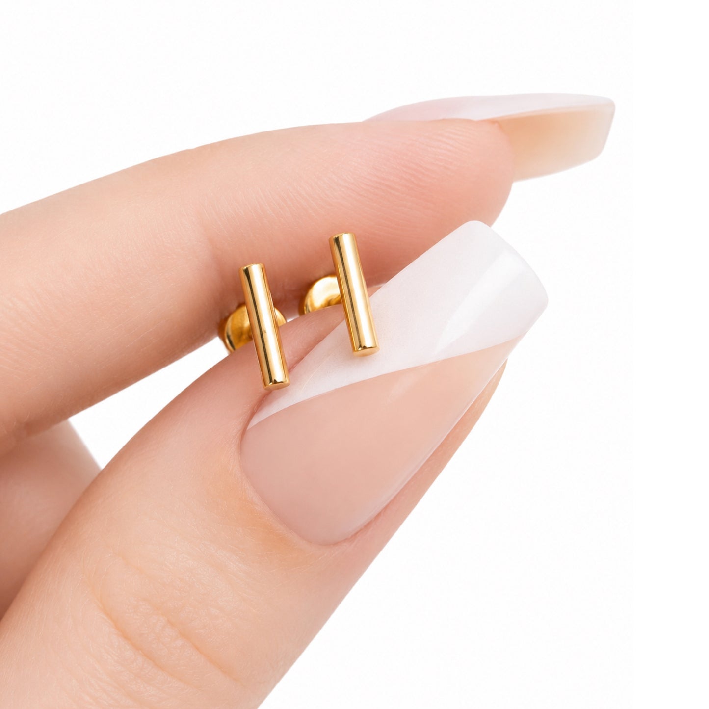 Gold Bar Flat Back Stud Earrings