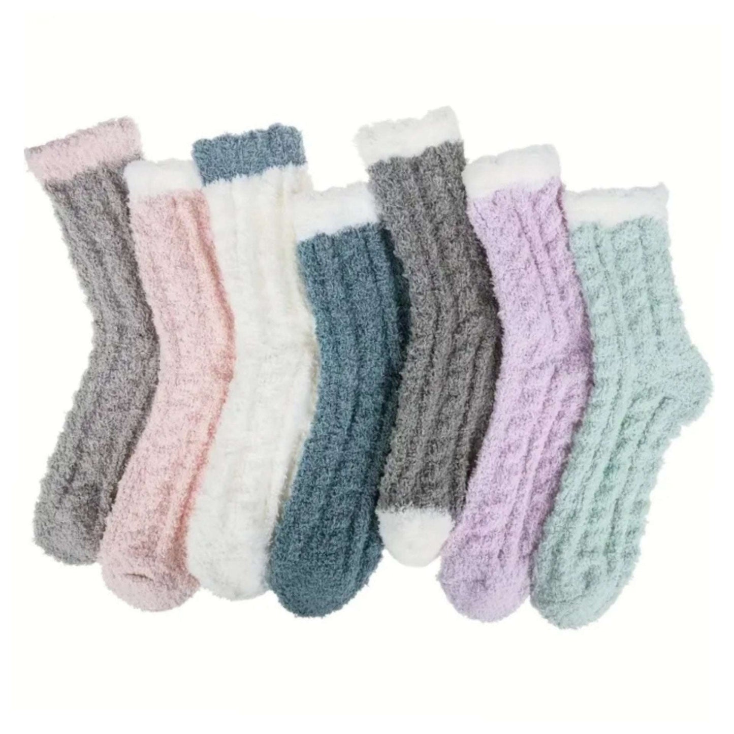 8 Pairs Cozy Plush Fuzzy Socks – Soft Winter Lounge Socks in Pastel Colors