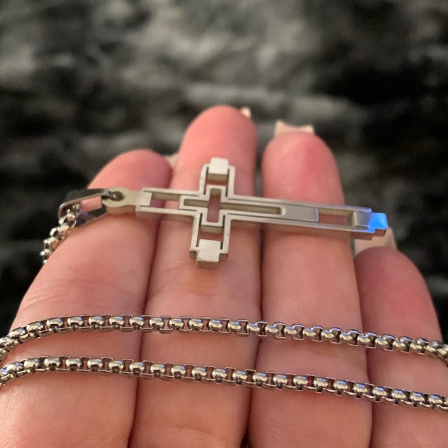 Silver Cut Out Cross Necklace