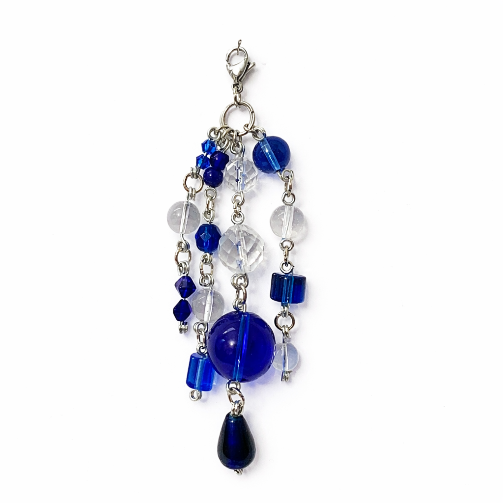Blue Beaded Charm - Keychain Bag Charm Zipper Pull